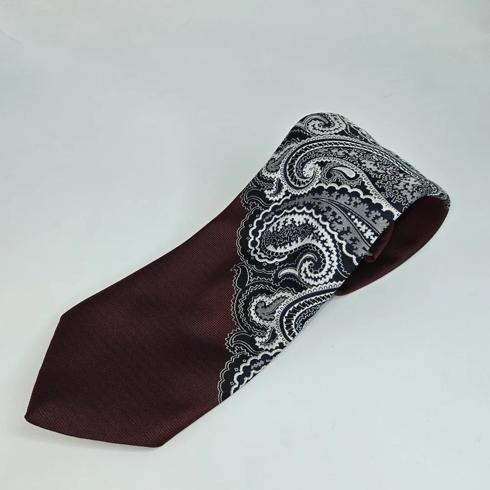 Vtg‎ 70s Mr John Beau Brummell Paisley Tie Shillito's Men's Shop Burgundy 4x57